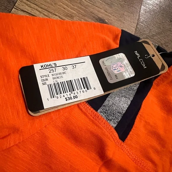 NFL Denver Broncos Tee T-Shirt Girl Fitted Lg 14 Football Short Sleeve Orange - Picture 5 of 5